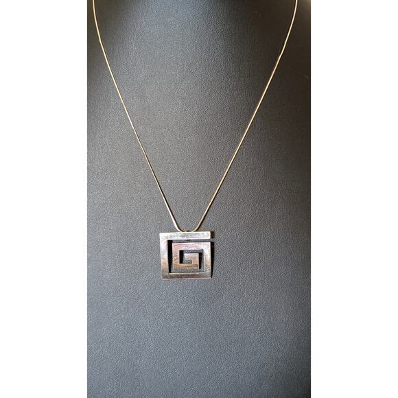 Sterling Silver Greek Key Mexico 925 Pendant & 20" Chain Necklace - Picture 7 of 7